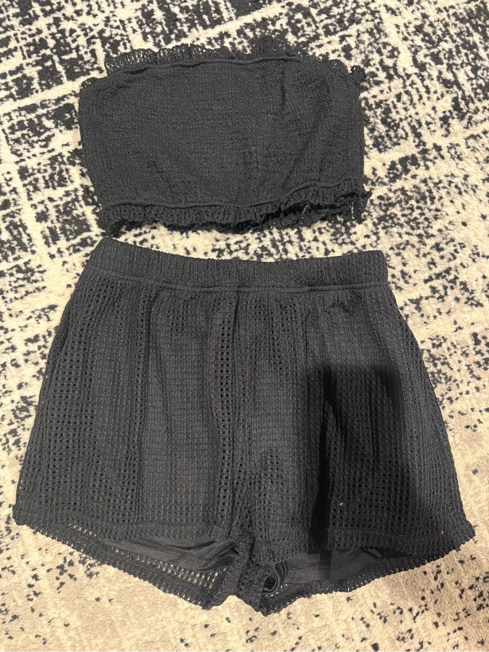 Black Women's Crochet Knit Shorts - Classic Everyday Style